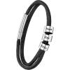 U7 Leather Necklace Cord with Customizable Stainless Steel/Black Clasp, Waterproof Black/Brown Woven Wax Rope Chain for Men Women 1.5/2/3mm, Length 16″-30″(t.3MM Wide-Black(Custom beads))