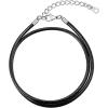 U7 Leather Necklace Cord with Customizable Stainless Steel/Black Clasp, Waterproof Black/Brown Woven Wax Rope Chain for Men Women 1.5/2/3mm, Length 16″-30″(k.3MM Wide-Steel Clasp)