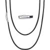 U7 Leather Necklace Cord with Customizable Stainless Steel/Black Clasp, Waterproof Black/Brown Woven Wax Rope Chain for Men Women 1.5/2/3mm, Length 16″-30″(r.2MM Wide-Black(engraved))