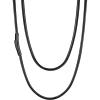 U7 Leather Necklace Cord with Customizable Stainless Steel/Black Clasp, Waterproof Black/Brown Woven Wax Rope Chain for Men Women 1.5/2/3mm, Length 16″-30″(e.3MM Wide-Black cord black clasp)