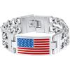 U7 Patriotic Bracelets for Men Women Stainless Steel 8mm Double Cuban Link Chain Bracelet American Flag Jewelry,8.3″(21cm)