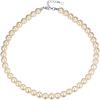 U7 Pearl Necklaces for Men Women, Freshwater Cultured Pearl Strand, Faux Pearl, Baroque Pearl Necklace, Half Pearl Half Chain Necklace, Color White or Black Pearl Chokers(A  White(Faux pearl 10mm)-length 18″)