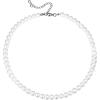 U7 Pearl Necklaces for Men Women, Freshwater Cultured Pearl Strand, Faux Pearl, Baroque Pearl Necklace, Half Pearl Half Chain Necklace, Color White or Black Pearl Chokers(E  Freshwater pearl(7.5-8mm) choker-length 16″)