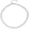 U7 Pearl Necklaces for Men Women, Freshwater Cultured Pearl Strand, Faux Pearl, Baroque Pearl Necklace, Half Pearl Half Chain Necklace, Color White or Black Pearl Chokers(B  Baroque pearl(10mm)-length 17″)