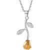 U7 Rose Pendant Necklace for Women Girls, Cooper/925 Sterling Silver Rose Flower Necklace(Silver)