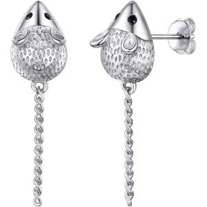 925 Silver Cute Pig/Panda Bear/Dog/Cat Earrings Stud Solid Sterling Jewelry ” Kiss me Hug Me” 3D Kitten Earring(03.Mouse Silver)