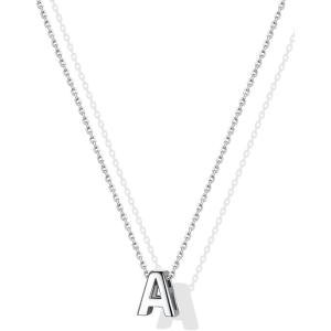 SILVERCUTE Small Sterling Silver Initial Necklace for Women,Dainty Silver Letter Necklace with Adjustable Chain,16″-18″(A)