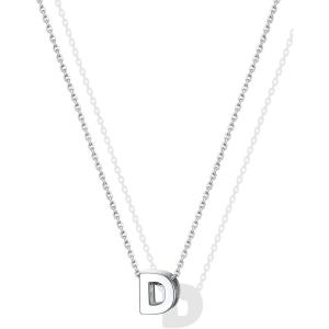 SILVERCUTE Small Sterling Silver Initial Necklace for Women,Dainty Silver Letter Necklace with Adjustable Chain,16″-18″(D)