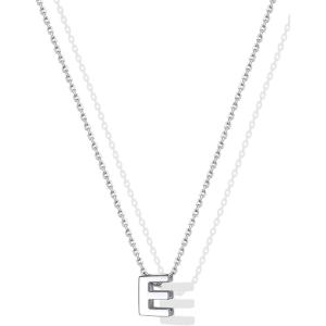 SILVERCUTE Small Sterling Silver Initial Necklace for Women,Dainty Silver Letter Necklace with Adjustable Chain,16″-18″(E)