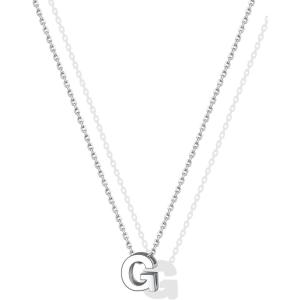 SILVERCUTE Small Sterling Silver Initial Necklace for Women,Dainty Silver Letter Necklace with Adjustable Chain,16″-18″(G)