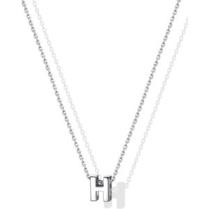SILVERCUTE Small Sterling Silver Initial Necklace for Women,Dainty Silver Letter Necklace with Adjustable Chain,16″-18″(H)