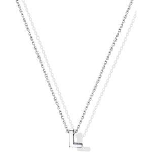 SILVERCUTE Small Sterling Silver Initial Necklace for Women,Dainty Silver Letter Necklace with Adjustable Chain,16″-18″(L)