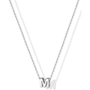 SILVERCUTE Small Sterling Silver Initial Necklace for Women,Dainty Silver Letter Necklace with Adjustable Chain,16″-18″(M)