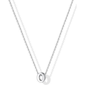 SILVERCUTE Small Sterling Silver Initial Necklace for Women,Dainty Silver Letter Necklace with Adjustable Chain,16″-18″(O)
