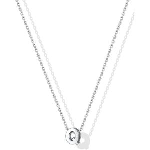 SILVERCUTE Small Sterling Silver Initial Necklace for Women,Dainty Silver Letter Necklace with Adjustable Chain,16″-18″(Q)
