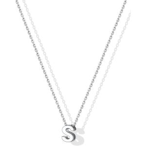 SILVERCUTE Small Sterling Silver Initial Necklace for Women,Dainty Silver Letter Necklace with Adjustable Chain,16″-18″(S)