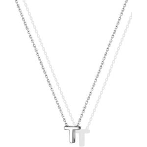 SILVERCUTE Small Sterling Silver Initial Necklace for Women,Dainty Silver Letter Necklace with Adjustable Chain,16″-18″(T)