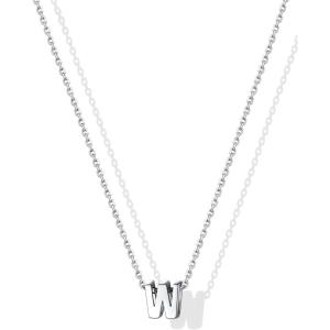 SILVERCUTE Small Sterling Silver Initial Necklace for Women,Dainty Silver Letter Necklace with Adjustable Chain,16″-18″(W)