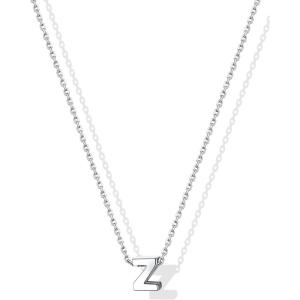 SILVERCUTE Small Sterling Silver Initial Necklace for Women,Dainty Silver Letter Necklace with Adjustable Chain,16″-18″(Z)