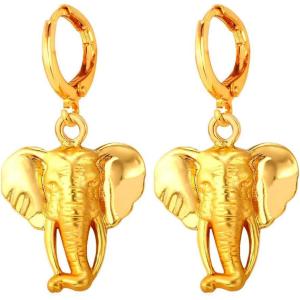 U7 African Jewelry Women 18K Gold Plated Elephant Drop Earrings