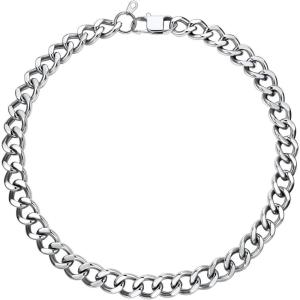 U7 Chunky Cuban Link Chain for Women, Stainless Steel Chain Necklace, Dainty 14K Gold/Silver Thick Trendy Punk Hip Hop Cuban Chain, 12mm/16mm/20mm(12mm-Silver)