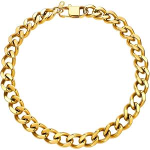 U7 Chunky Cuban Link Chain for Women, Stainless Steel Chain Necklace, Dainty 14K Gold/Silver Thick Trendy Punk Hip Hop Cuban Chain, 12mm/16mm/20mm(16mm-Gold)