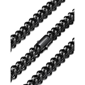 U7 Cuban Link Chain Necklace for Men, Stainless Steel/Black/Gold Mens Necklaces, Chunky Curb Chain Necklace in 6/9/12mm Width 18-30 Inches, Thick Choker Jewelry with Box Packed(b. 12mm Black)