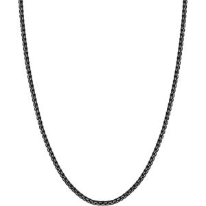 U7 Flat Box Chain Necklace for Men, Silver/Black/Gold Plated Stainless Steel Cuban Link Chain Necklaces for Mens Womens, 2/4/6/8mm Width, 14-30 Inches Length, Durable Hip Hop Jewelry with Box Packed(b. 2mm width – Black)