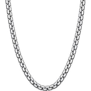 U7 Flat Box Chain Necklace for Men, Silver/Black/Gold Plated Stainless Steel Cuban Link Chain Necklaces for Mens Womens, 2/4/6/8mm Width, 14-30 Inches Length, Durable Hip Hop Jewelry with Box Packed(a. 8mm width – Steel)