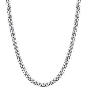 U7 Flat Box Chain Necklace for Men, Silver/Black/Gold Plated Stainless Steel Cuban Link Chain Necklaces for Mens Womens, 2/4/6/8mm Width, 14-30 Inches Length, Durable Hip Hop Jewelry with Box Packed(a. 6mm width – Steel)