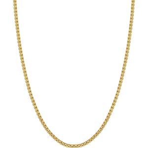 U7 Flat Box Chain Necklace for Men, Silver/Black/Gold Plated Stainless Steel Cuban Link Chain Necklaces for Mens Womens, 2/4/6/8mm Width, 14-30 Inches Length, Durable Hip Hop Jewelry with Box Packed(c. 2mm width – Gold)