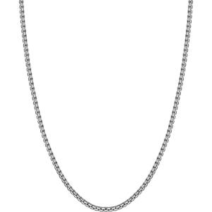 U7 Flat Box Chain Necklace for Men, Silver/Black/Gold Plated Stainless Steel Cuban Link Chain Necklaces for Mens Womens, 2/4/6/8mm Width, 14-30 Inches Length, Durable Hip Hop Jewelry with Box Packed(a. 2mm width – Steel)