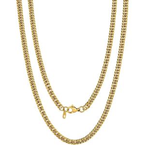 U7 Men Cuban Link Chain Necklace, Stainless Steel Franco Curb Choker, Silver/Black/14K Gold Plated Necklaces for Male Women, 6/9/12mm Width, 18-30 Inches Length Hip Hop Jewelry(d. 3.5mm Gold)