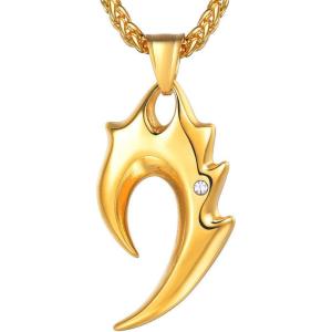 U7 Men Rock Hip Hop Jewelry Stainless Steel 18K Gold Plated Spear Point Arrowhead/Wolf Teeth Pendant Necklaces 22″(02.Gold Wolf Teeth)