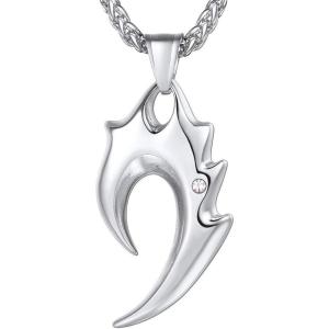 U7 Men Rock Hip Hop Jewelry Stainless Steel 18K Gold Plated Spear Point Arrowhead/Wolf Teeth Pendant Necklaces 22″(02.Stainless Wolf Teeth)