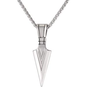 U7 Men Rock Hip Hop Jewelry Stainless Steel 18K Gold Plated Spear Point Arrowhead/Wolf Teeth Pendant Necklaces 22″(03.Arrowhead-Stainless)