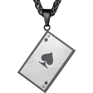 U7 Men Rock Hip Hop Jewelry Stainless Steel 18K Gold Plated Spear Point Arrowhead/Wolf Teeth Pendant Necklaces 22″(04.Black Poker)