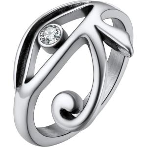 U7 Rhinestone Eye of Horus Ring, Ankh Cross RNG, Stainless Steel/Black/18K Gold Plated Egypt Rings, Protection Rings for Men Women Size 7-14(Eye of ra-steel)