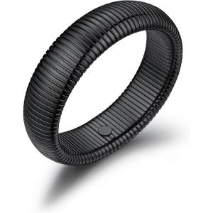 U7 Stretch Bracelets for Women Stainless Steel 18K Gold Plated Bangle Bracelets,Non Tarnish Link Bracelets,10mm,16mm,20mm(03.Balck-20mm)