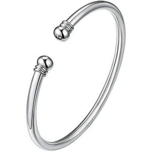 U7 Unisex Simple Cuff Bracelet 18K Real Gold Platinum Plated Fine Bracelets Fashion Jewelry Open Bangle Cuff Bracelets, Twisted or Heart Style(B.Simple Cuff-Platinum)