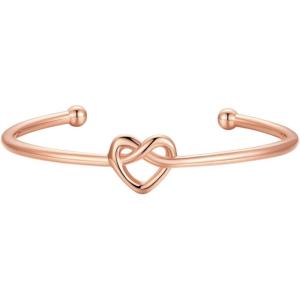 U7 Unisex Simple Cuff Bracelet 18K Real Gold Platinum Plated Fine Bracelets Fashion Jewelry Open Bangle Cuff Bracelets, Twisted or Heart Style(D.Knot Bracelet-Rose)