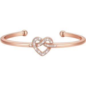 U7 Unisex Simple Cuff Bracelet 18K Real Gold Platinum Plated Fine Bracelets Fashion Jewelry Open Bangle Cuff Bracelets, Twisted or Heart Style(E.CZ Knot Bracelet-Rose Gold)
