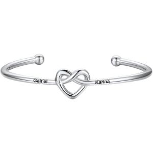 U7 Unisex Simple Cuff Bracelet 18K Real Gold Platinum Plated Fine Bracelets Fashion Jewelry Open Bangle Cuff Bracelets, Twisted or Heart Style(I.Knot Bracelet-Photo-Platinum)