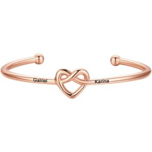 U7 Unisex Simple Cuff Bracelet 18K Real Gold Platinum Plated Fine Bracelets Fashion Jewelry Open Bangle Cuff Bracelets, Twisted or Heart Style(I.Knot Bracelet-PIoto-Rose Gold)
