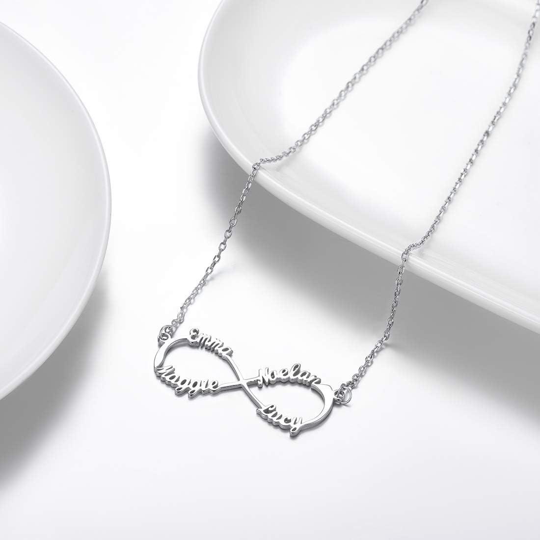 imageU7 MotherGrandma Necklace with 15 Names ampamp Simulated Birthstones Personalized Family Pendant 925 Sterling Silver or 18K Gold Plated Birthday Jewelry Gift for Women Girls Lover