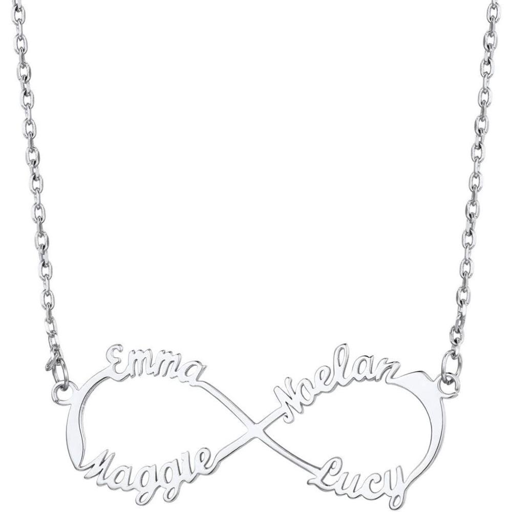 imageU7 MotherGrandma Necklace with 15 Names ampamp Simulated Birthstones Personalized Family Pendant 925 Sterling Silver or 18K Gold Plated Birthday Jewelry Gift for Women Girls Lover