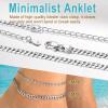 U7 Diamond Cut Cuban Link Chain Anklets Sterling Silver Ankle Bracelets for Women, 3mm Wide, 22-27cm Long