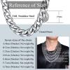 U7 Men Stainless Steel Big Chain Set 15mm Wide Cuban Link Chain Necklace Bracelet Rapper Costume Jewelry for Party