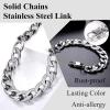 U7 Men Stainless Steel Big Chain Set 15mm Wide Cuban Link Chain Necklace Bracelet Rapper Costume Jewelry for Party