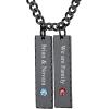 U7 Personalized Mothers Necklace with 1-8 Children Name Simulated Birthstones, Stainless Steel 18K Gold Plated Tree of Life Pendant/Disc Bar/Feet Necklaces for Grandma(Bar&Birthstone/Black)